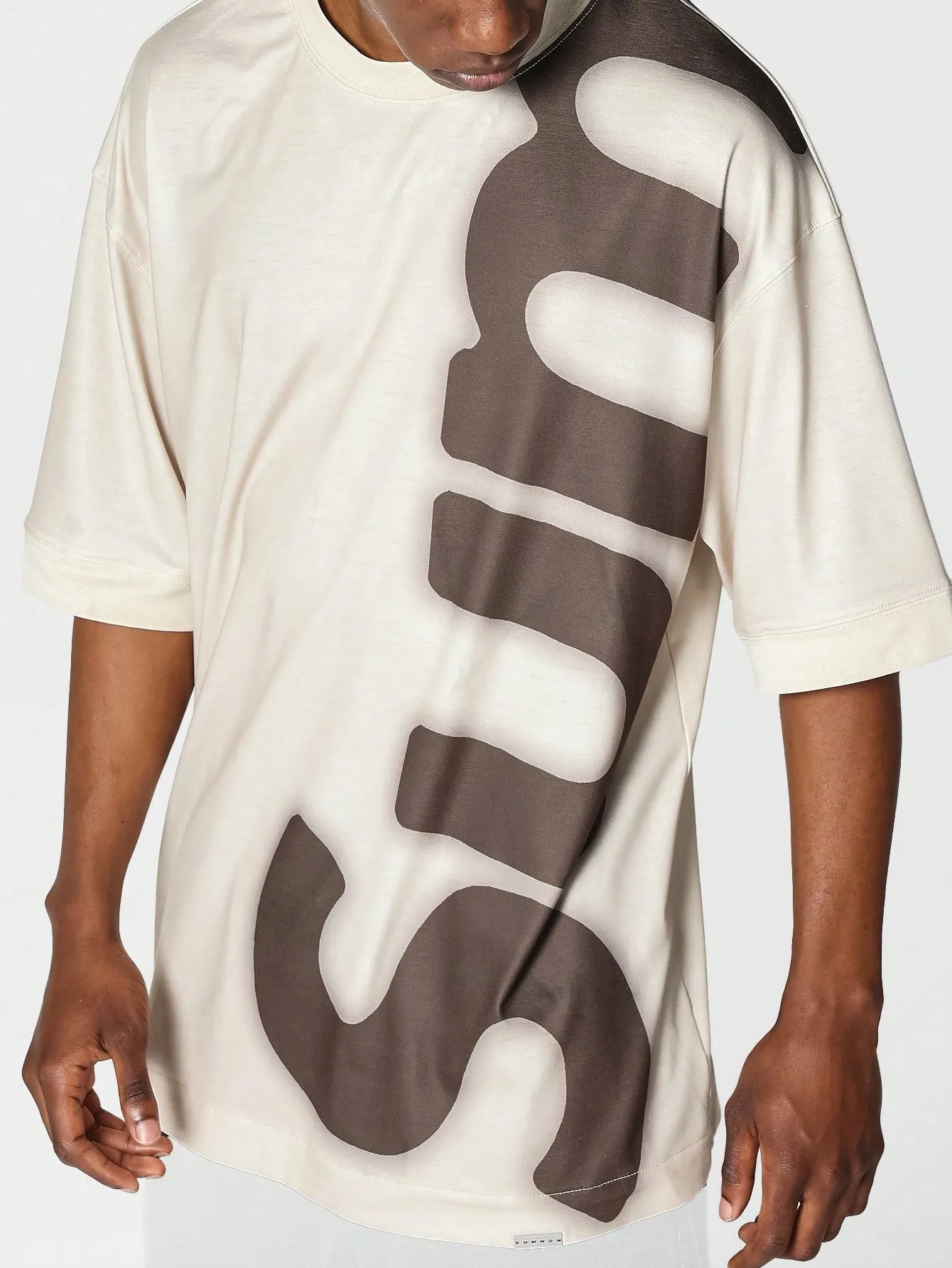 SUMWON Oversized Fit Tee With Front And Back Graphic Print