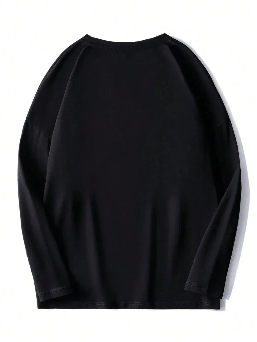 SXV '1987’ Printed Aesthetic Drop Shoulder Long sleeves Oversized Baggy T-shirt