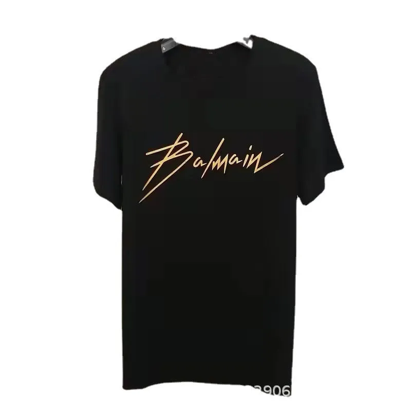T Shirt Balmain T-shirt Couple Wear Men and Women Gilding Letters Printed Short Sleeved T-shirt