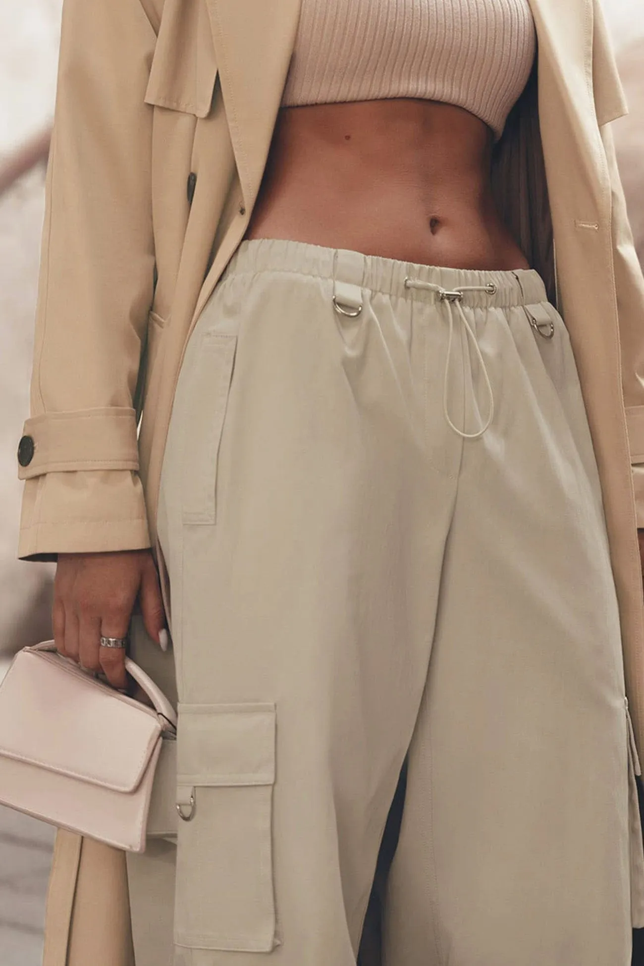 TastyHottie - Solid Drawstring Large Pocket Cargo Pants