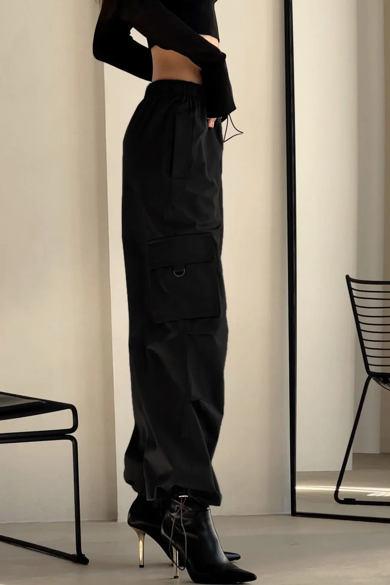 TastyHottie - Solid Drawstring Large Pocket Cargo Pants