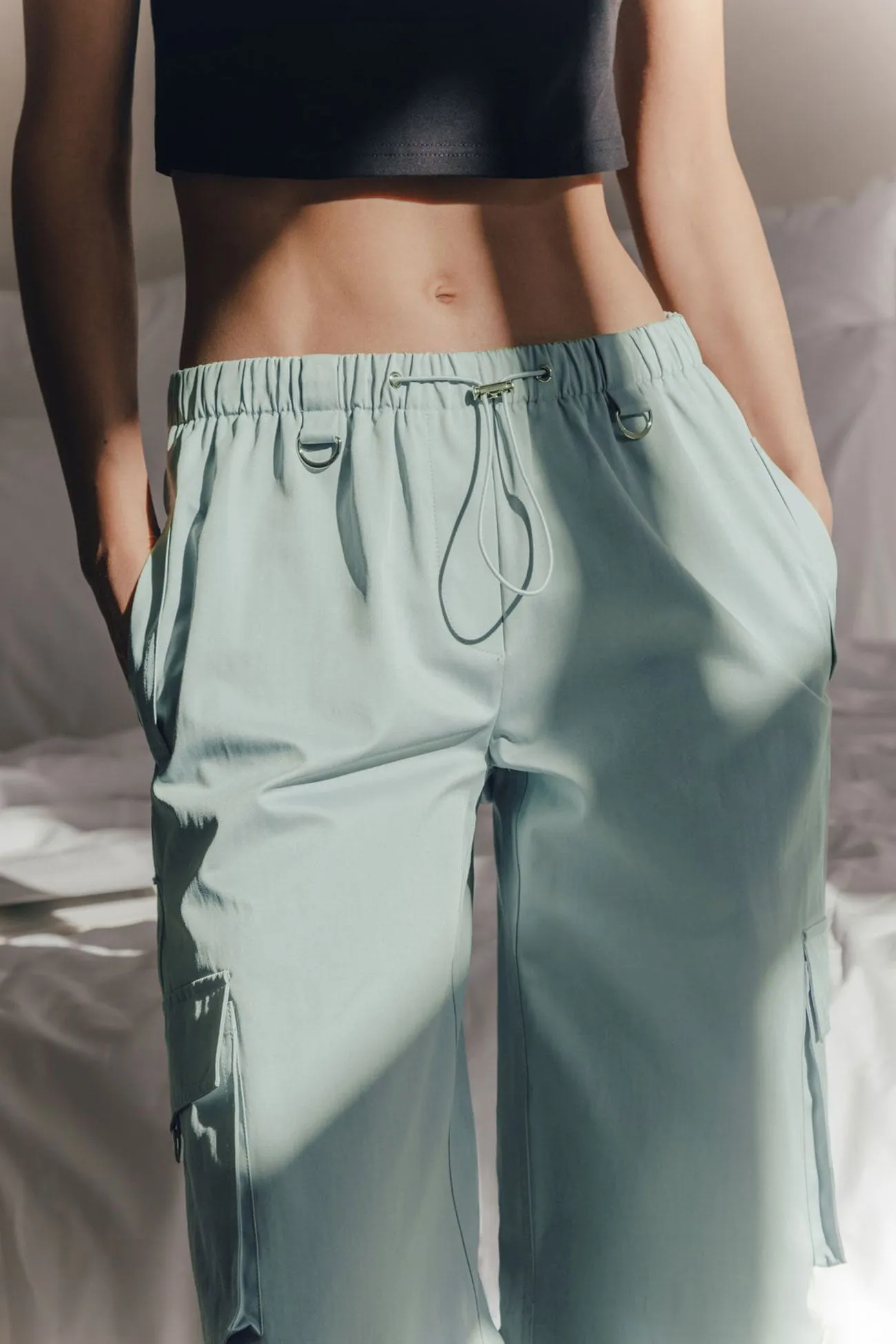 TastyHottie - Solid Drawstring Large Pocket Cargo Pants