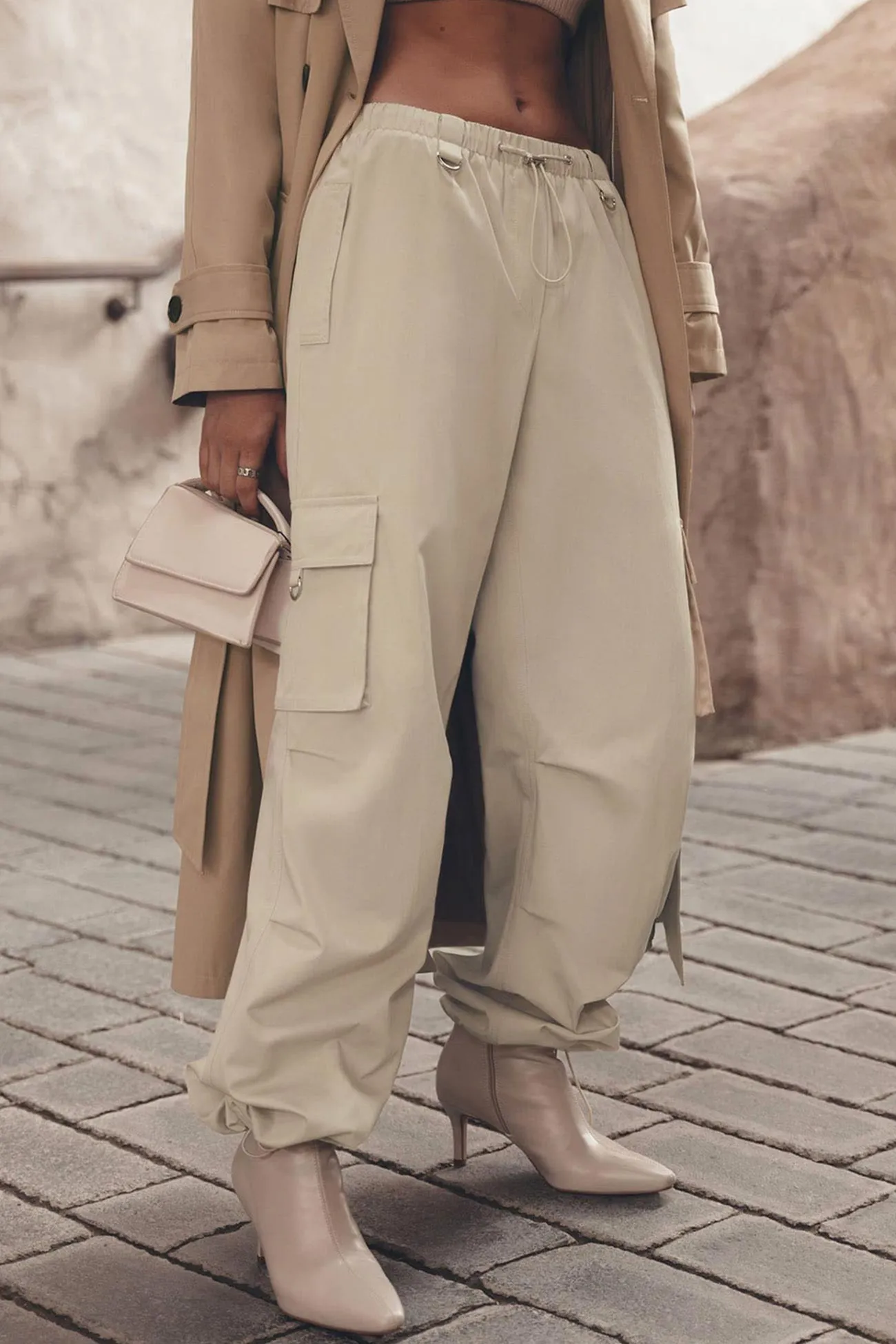 TastyHottie - Solid Drawstring Large Pocket Cargo Pants