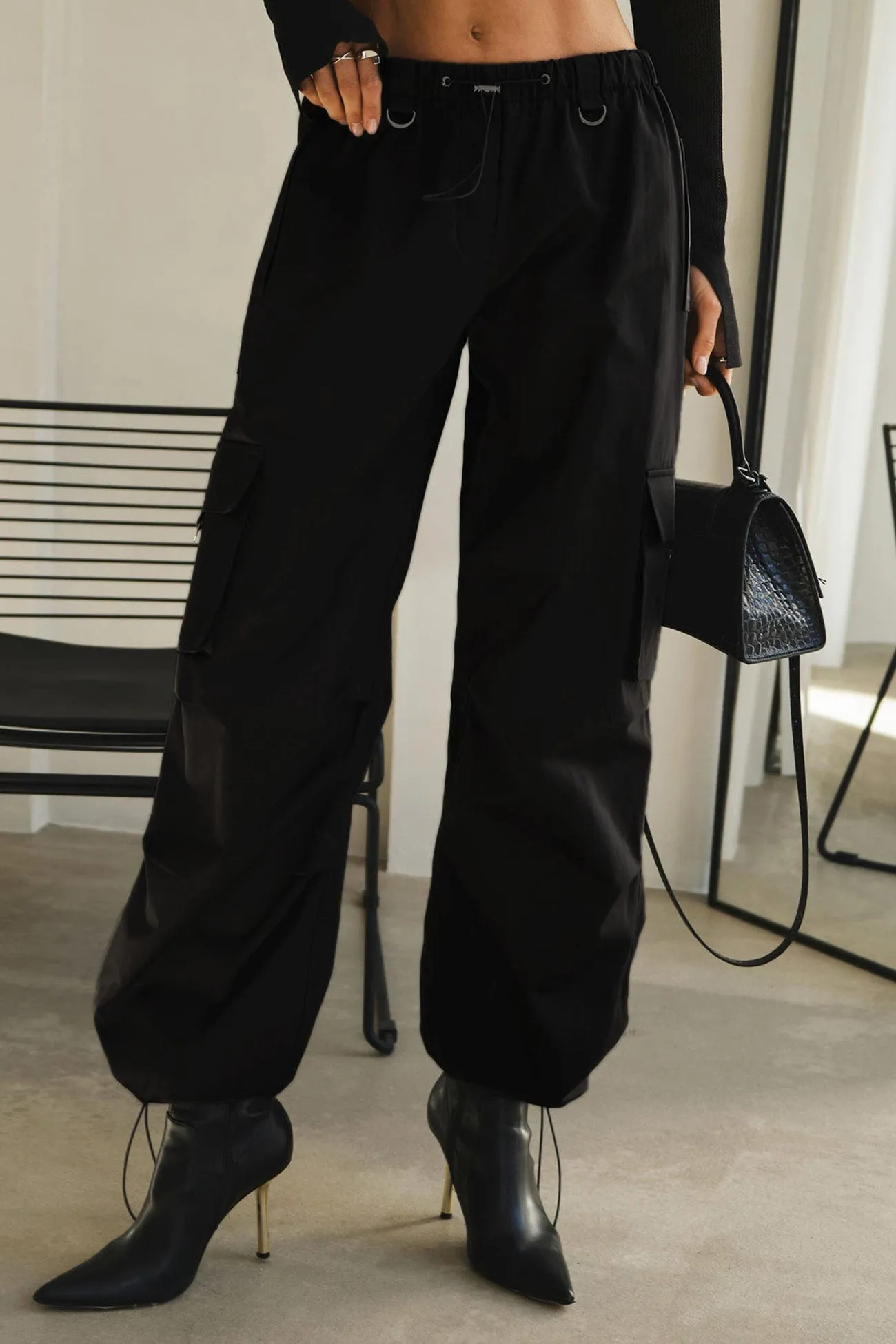 TastyHottie - Solid Drawstring Large Pocket Cargo Pants