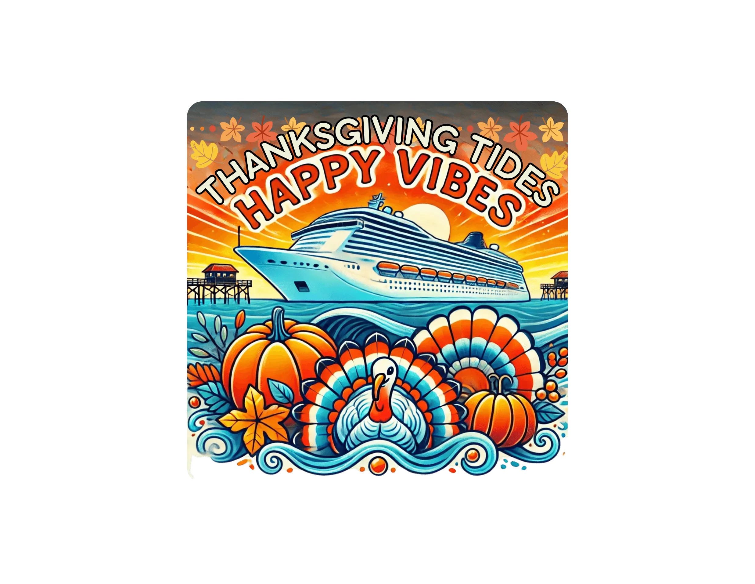 Thanksgiving Tides, Happy Vibes - Unisex T-Shirt
