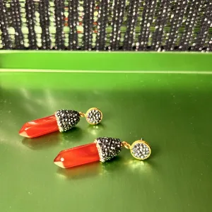 'Thomasina' crystal and gemstone pendant drop earrings