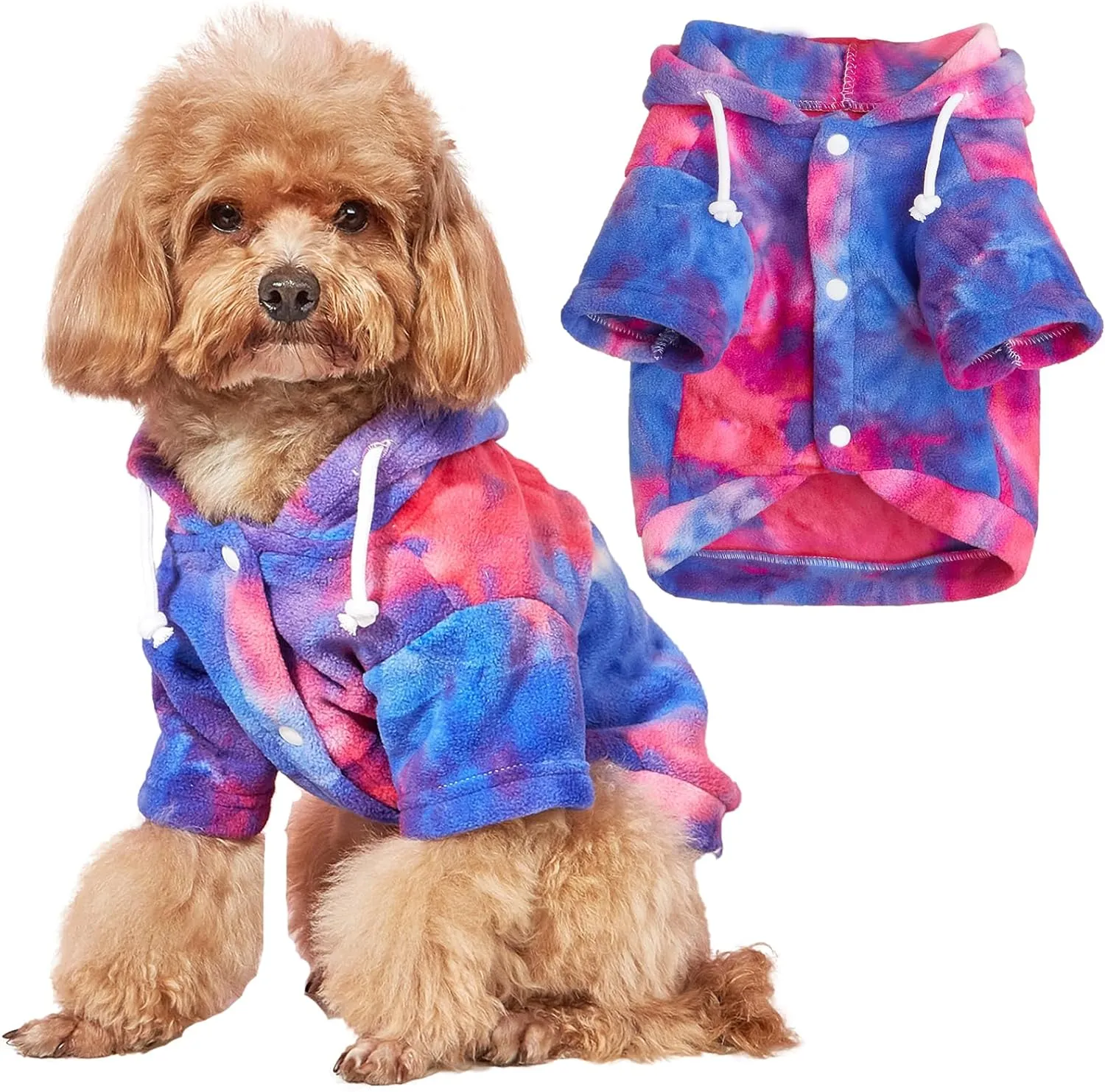 Tie Dye Dog Clothes Hoodie, Pet Winter Coat, Puppy Sweatshirts for Small Dogs Boy Girl