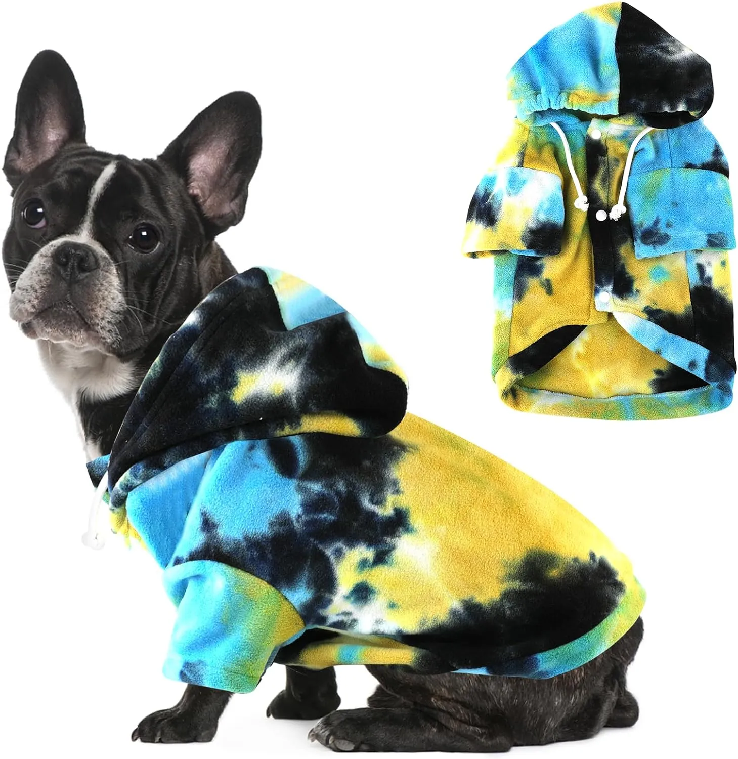 Tie Dye Dog Clothes Hoodie, Pet Winter Coat, Puppy Sweatshirts for Small Dogs Boy Girl