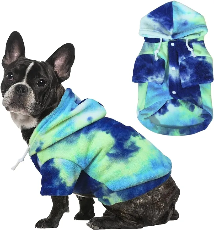 Tie Dye Dog Clothes Hoodie, Pet Winter Coat, Puppy Sweatshirts for Small Dogs Boy Girl