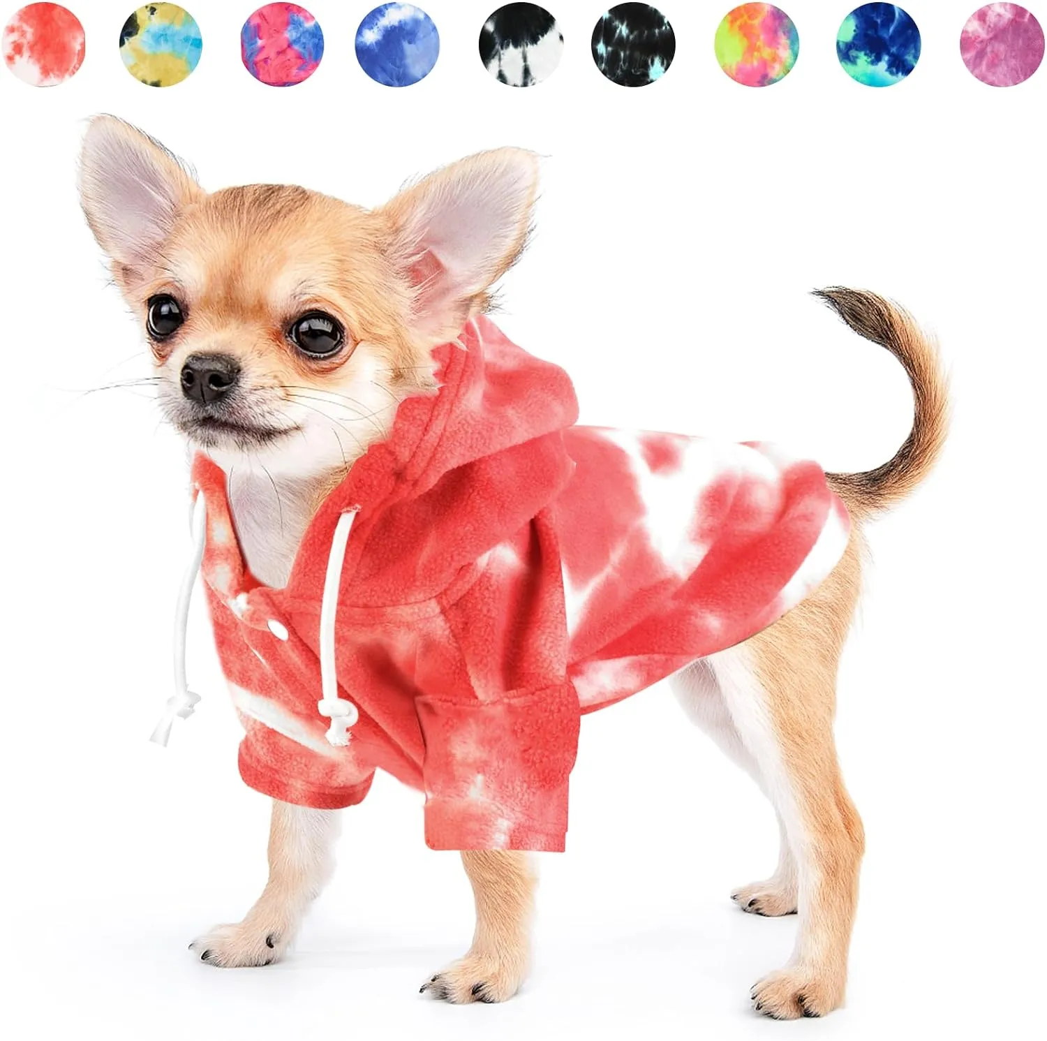 Tie Dye Dog Clothes Hoodie, Pet Winter Coat, Puppy Sweatshirts for Small Dogs Boy Girl