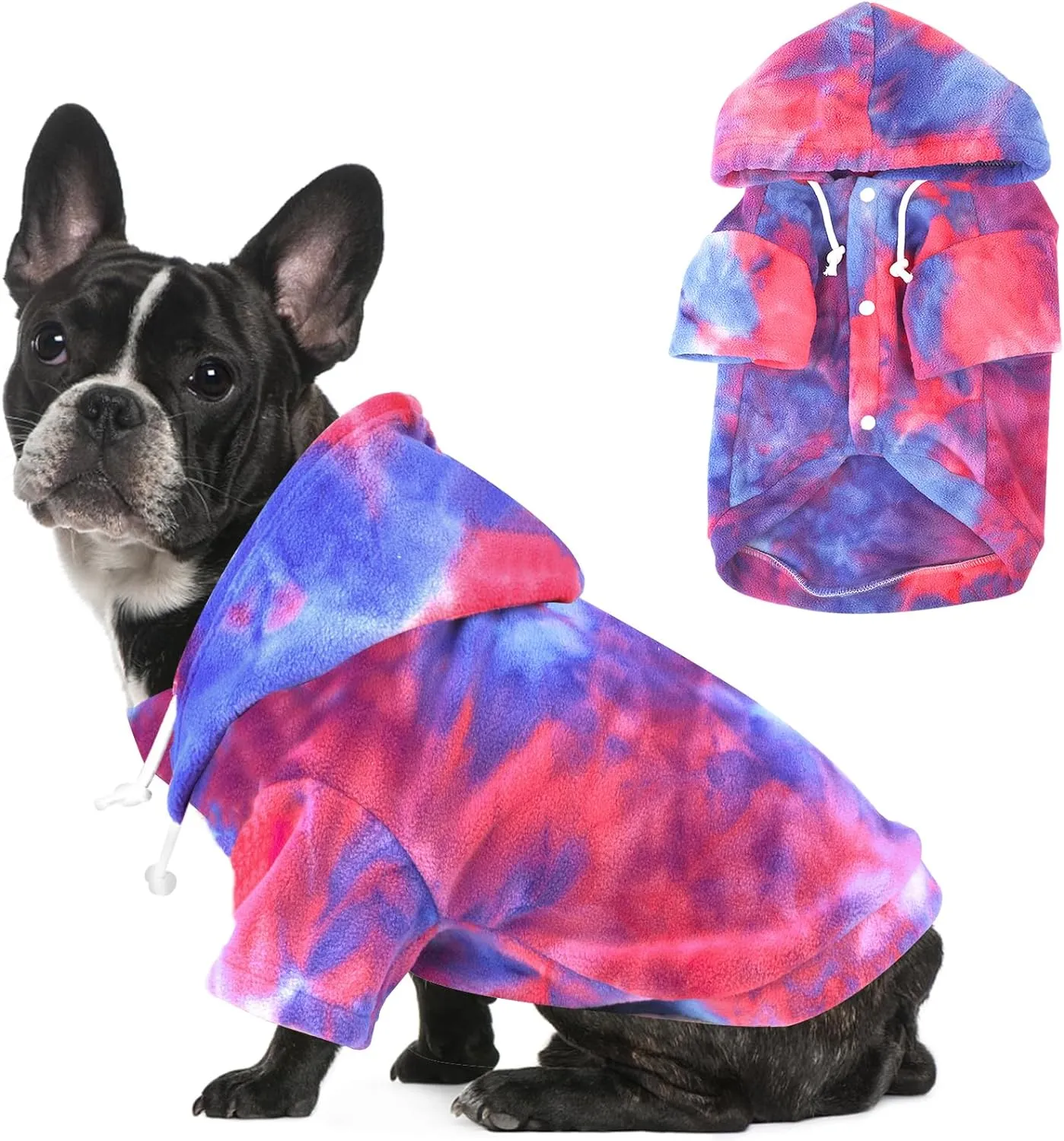 Tie Dye Dog Clothes Hoodie, Pet Winter Coat, Puppy Sweatshirts for Small Dogs Boy Girl