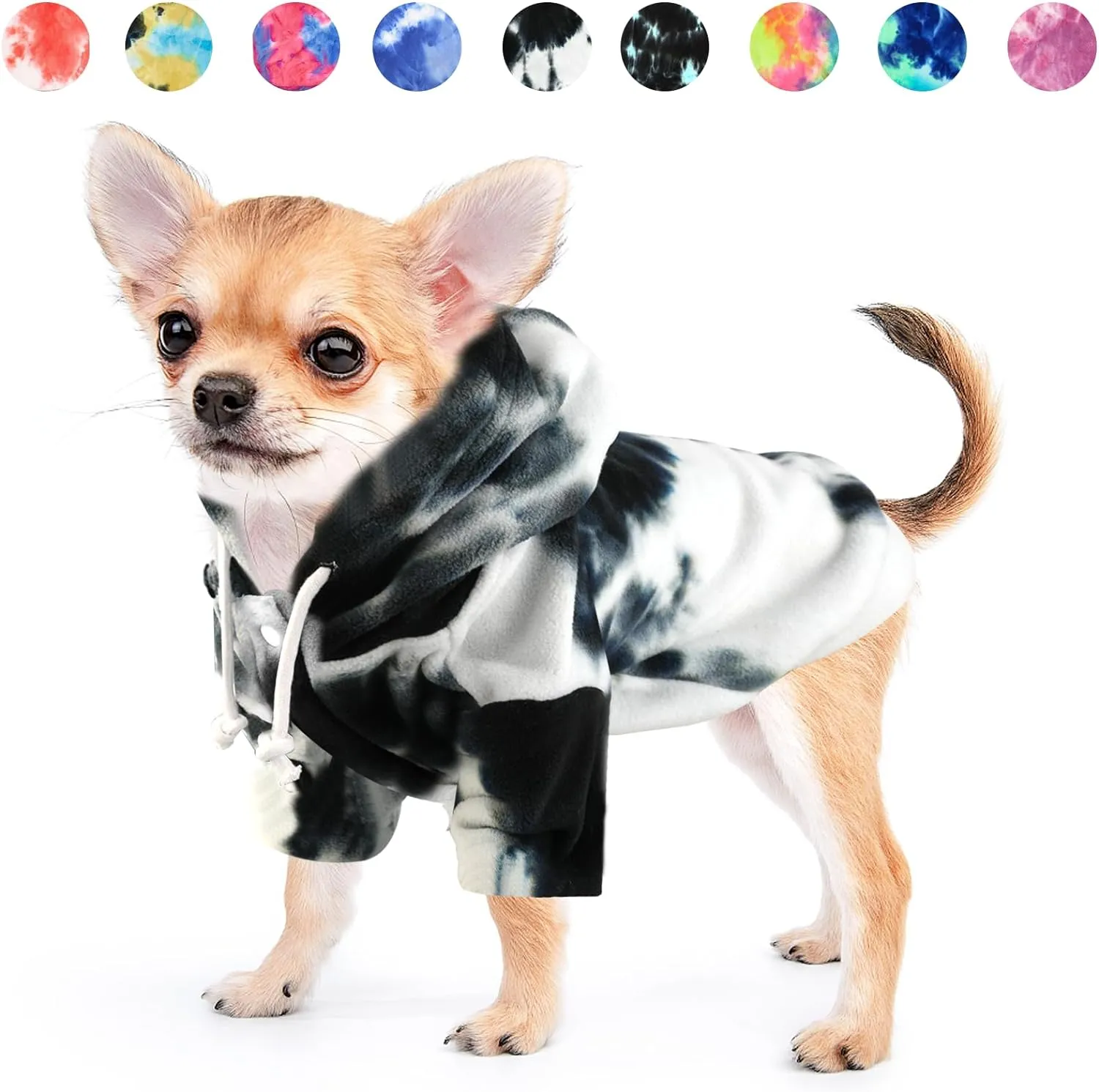 Tie Dye Dog Clothes Hoodie, Pet Winter Coat, Puppy Sweatshirts for Small Dogs Boy Girl