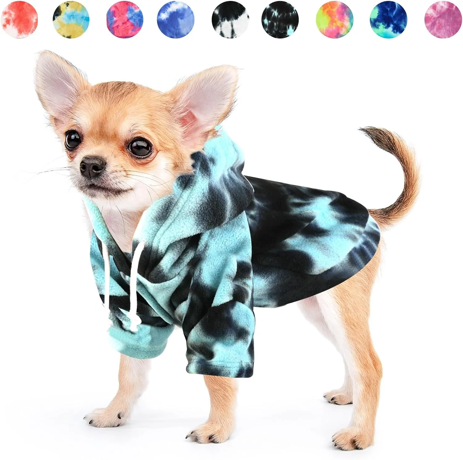 Tie Dye Dog Clothes Hoodie, Pet Winter Coat, Puppy Sweatshirts for Small Dogs Boy Girl