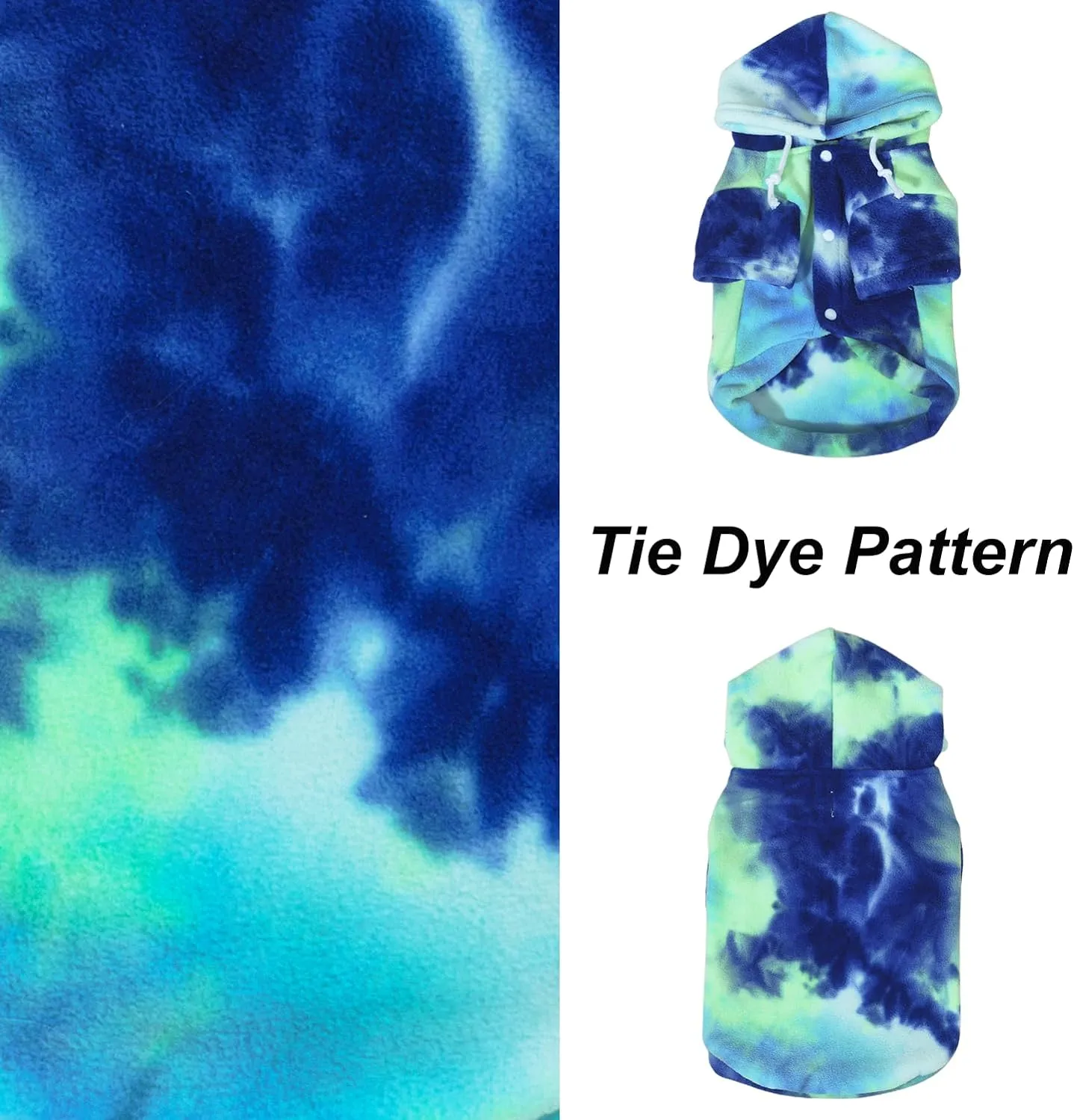 Tie Dye Dog Clothes Hoodie, Pet Winter Coat, Puppy Sweatshirts for Small Dogs Boy Girl