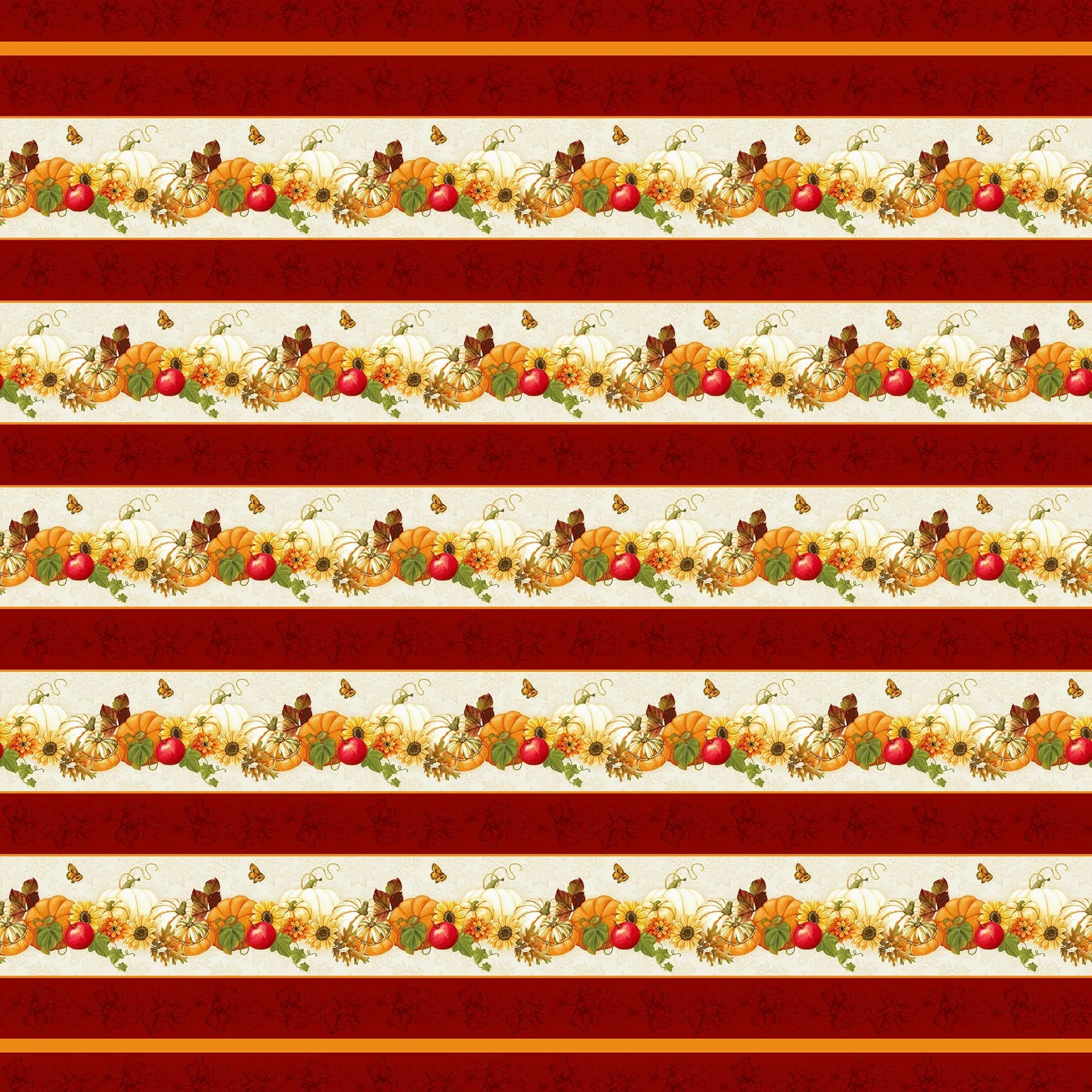 Turkey Talk Border Strip Burgundy Fabric