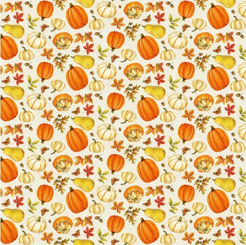 Turkey Talk Tossed Pumpkins and Leaves Multi Fabric