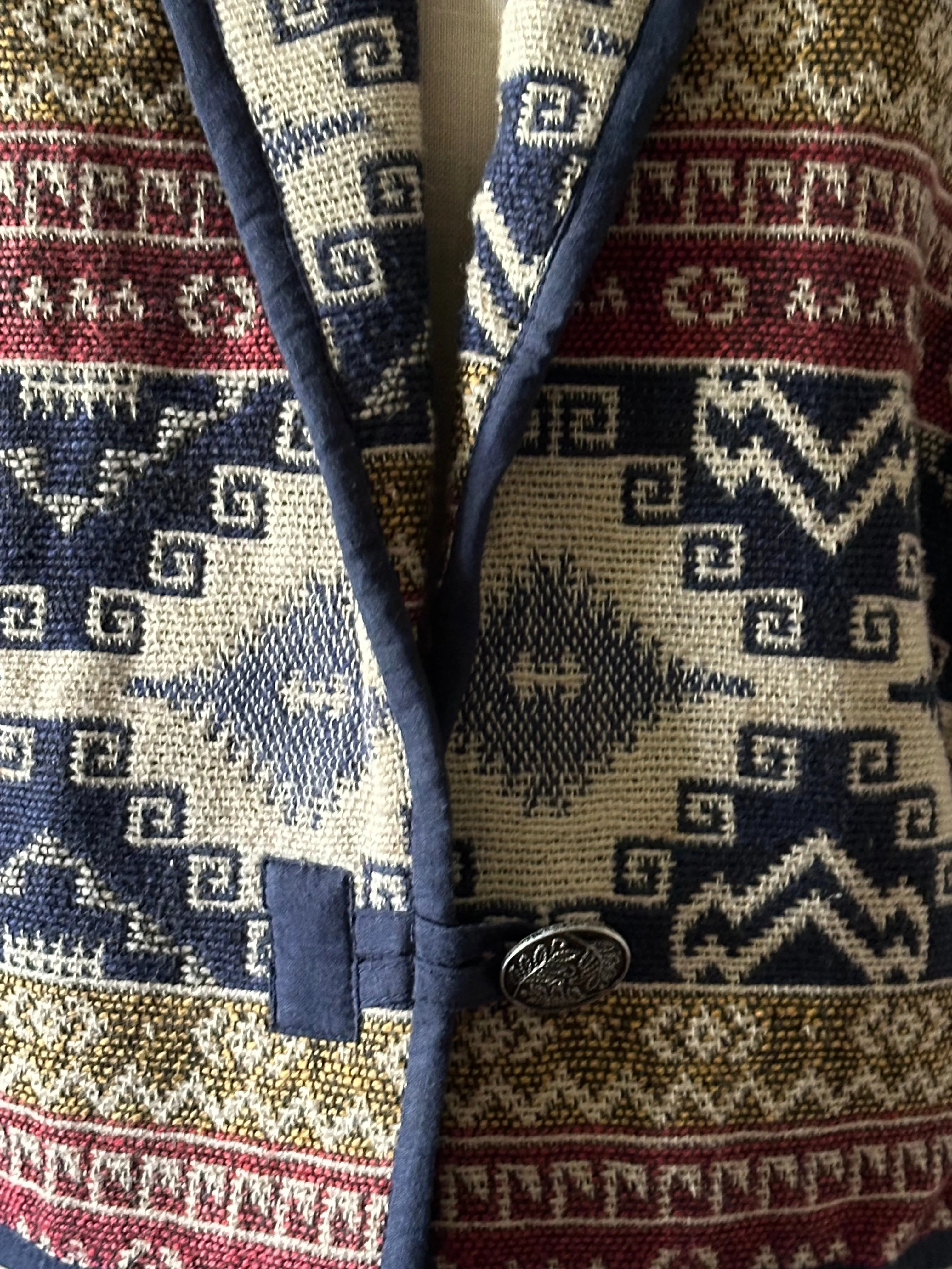 Vintage Southwestern Azteca Tapestry Cropped Jacket Flashback