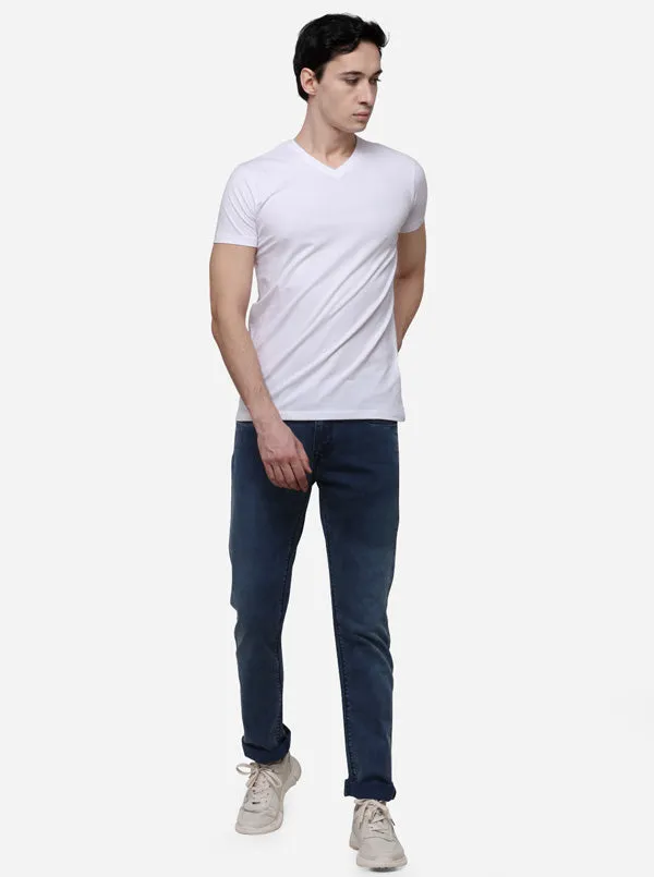 White Slim Fit Solid T-Shirt | JadeBlue