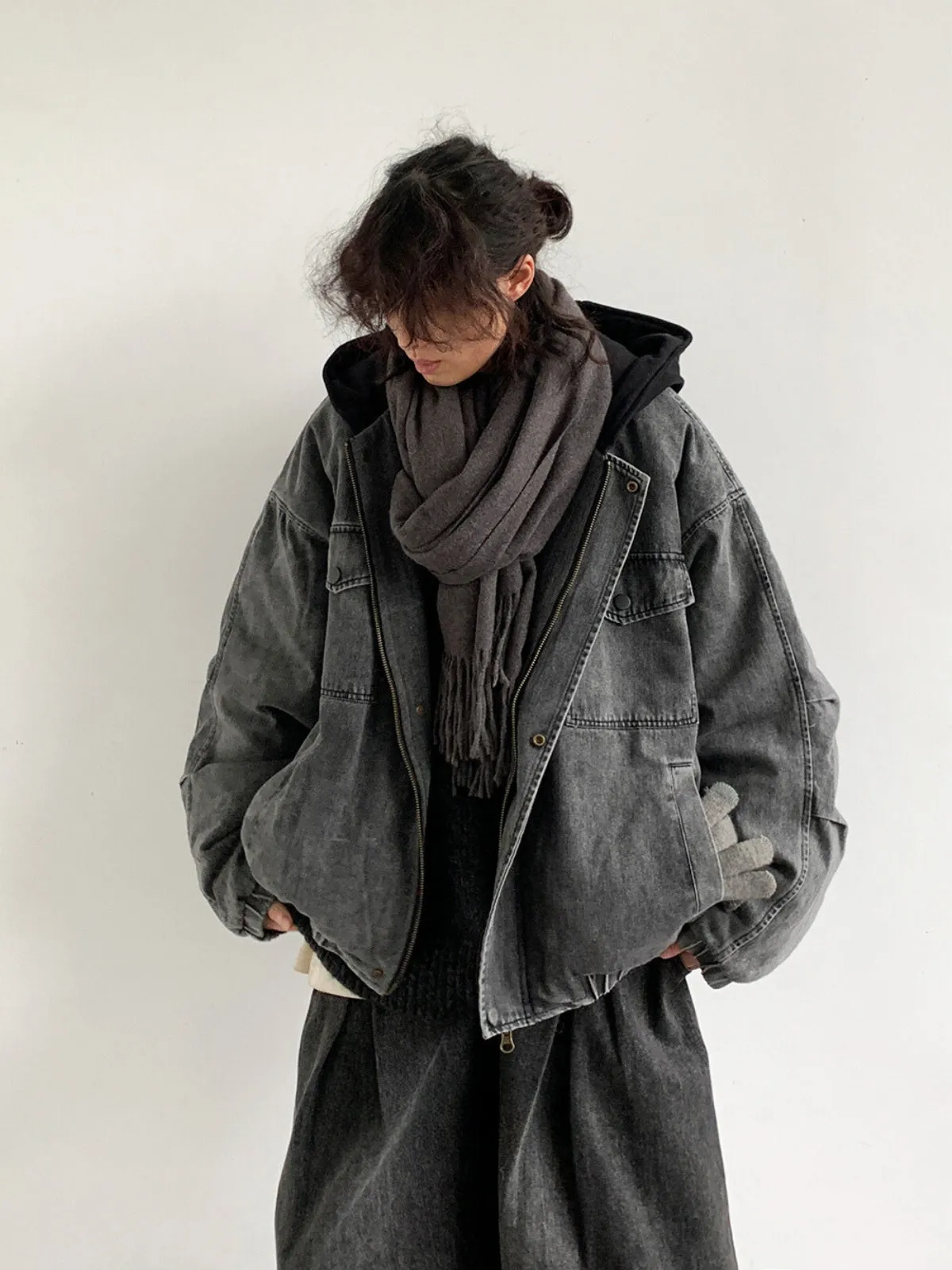 WLS Vintage Double Zipper Denim Cotton Jacket