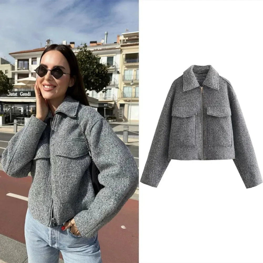 Women Cropped Teddy Jacket for Trendy Winter Layers