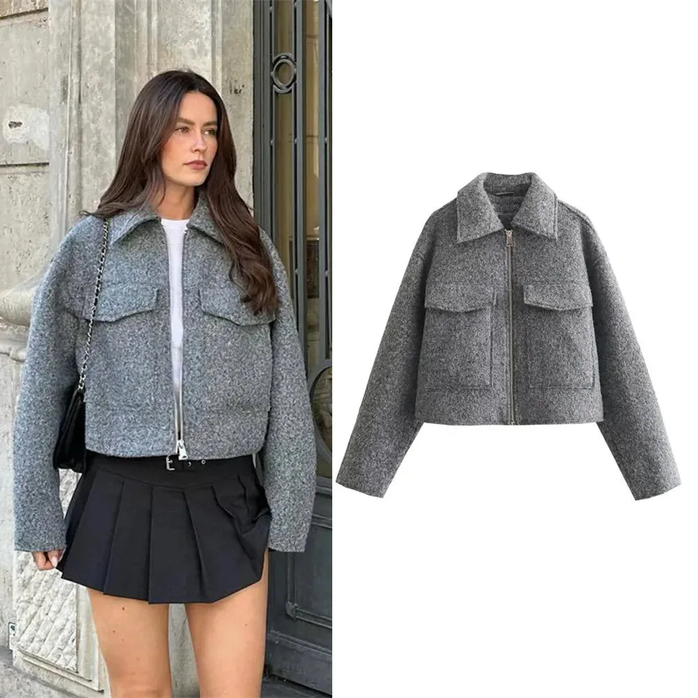 Women Cropped Teddy Jacket for Trendy Winter Layers