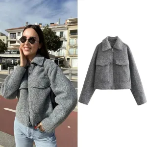 Women Cropped Teddy Jacket for Trendy Winter Layers