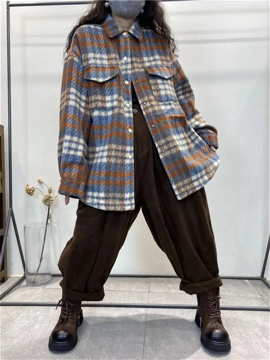 Women Plaid Winter Shirt Jacket