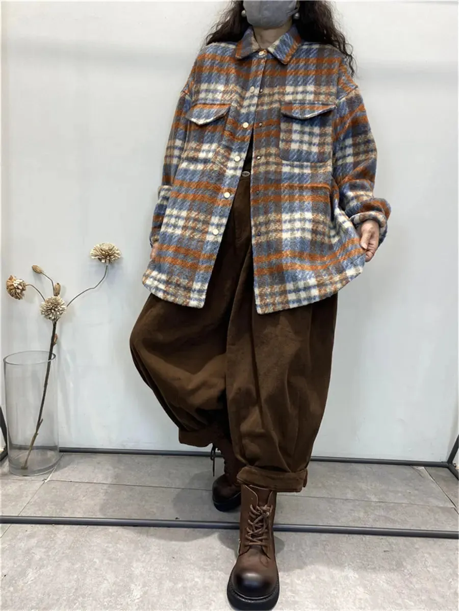 Women Plaid Winter Shirt Jacket