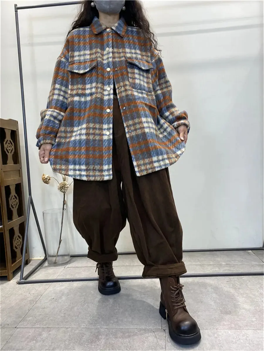 Women Plaid Winter Shirt Jacket