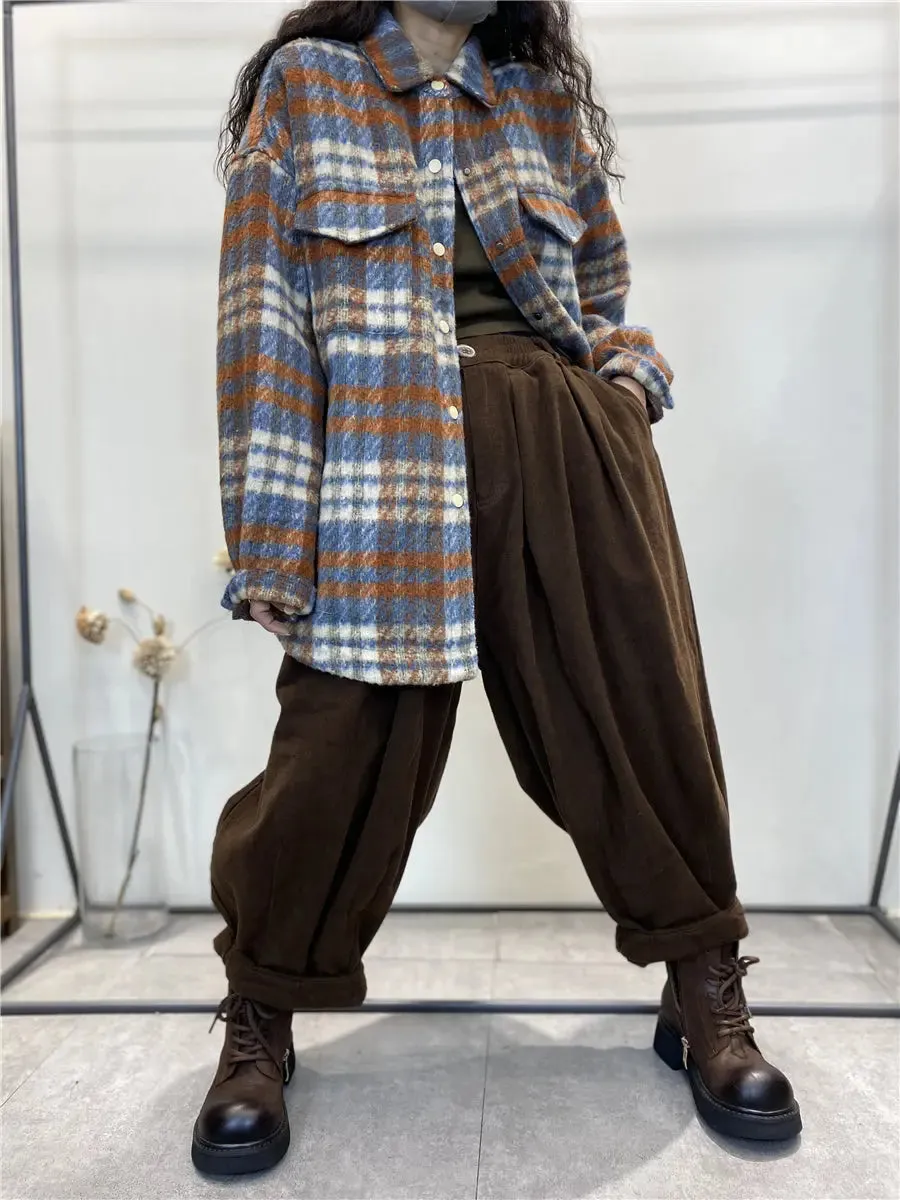 Women Plaid Winter Shirt Jacket