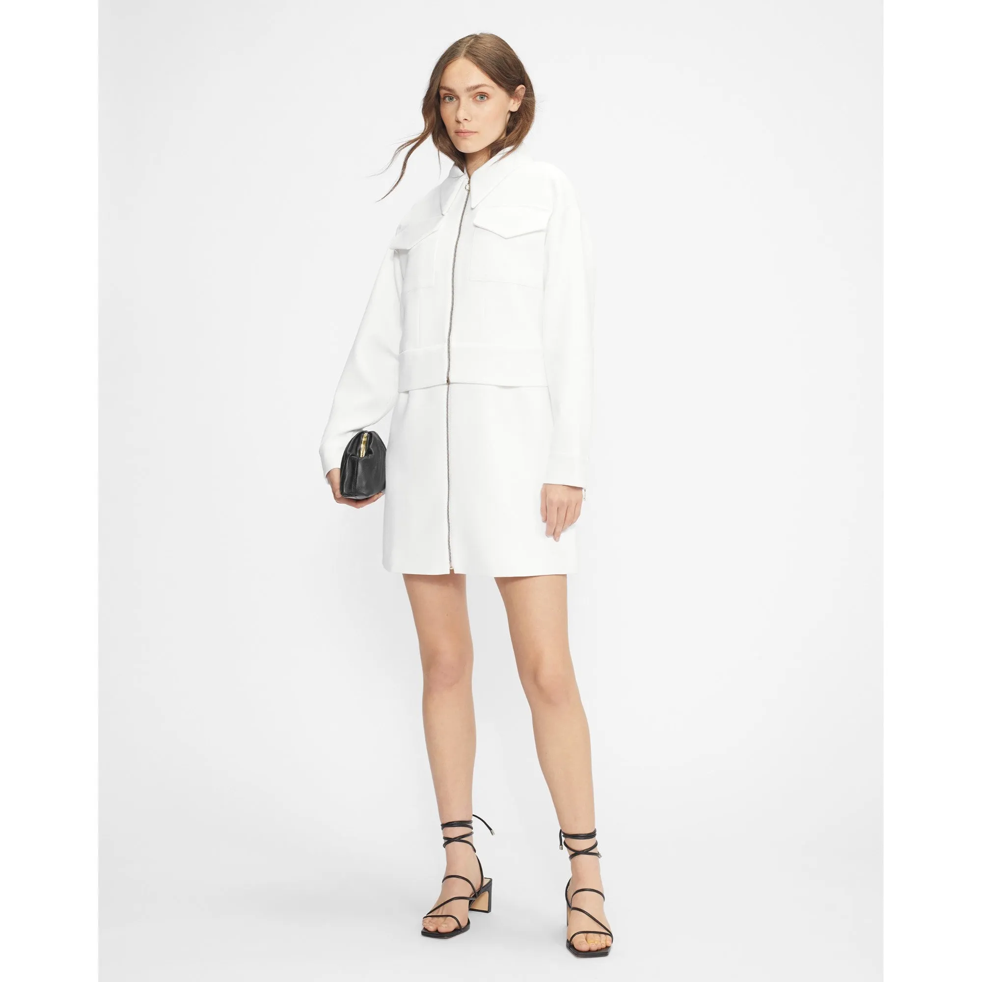 Women Wmf-Elrosa-Cropped Waffle Texture Jacket - Ivory