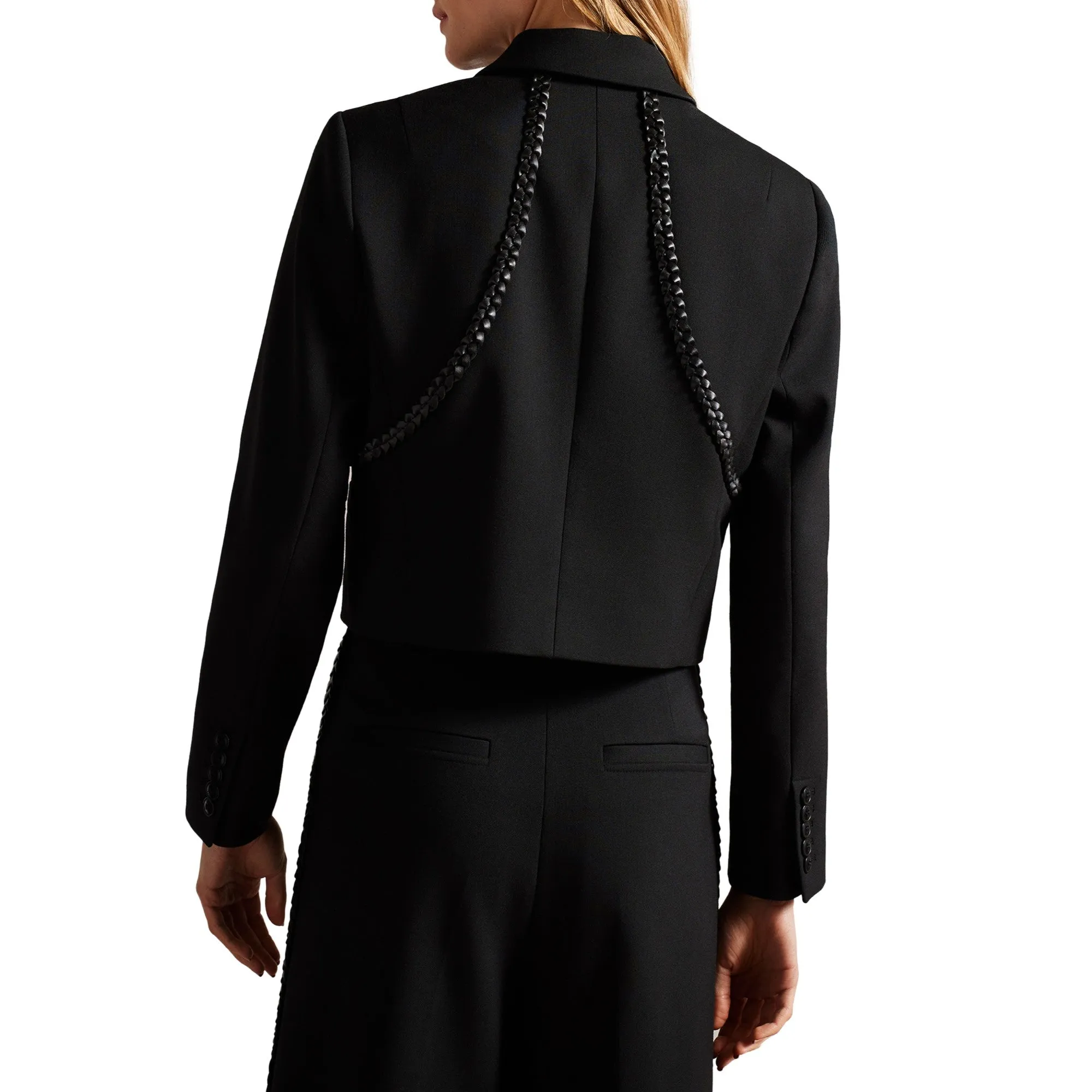 Women Wmj-Indiya-Cropped Evening Jacket With Leather Trim - Black