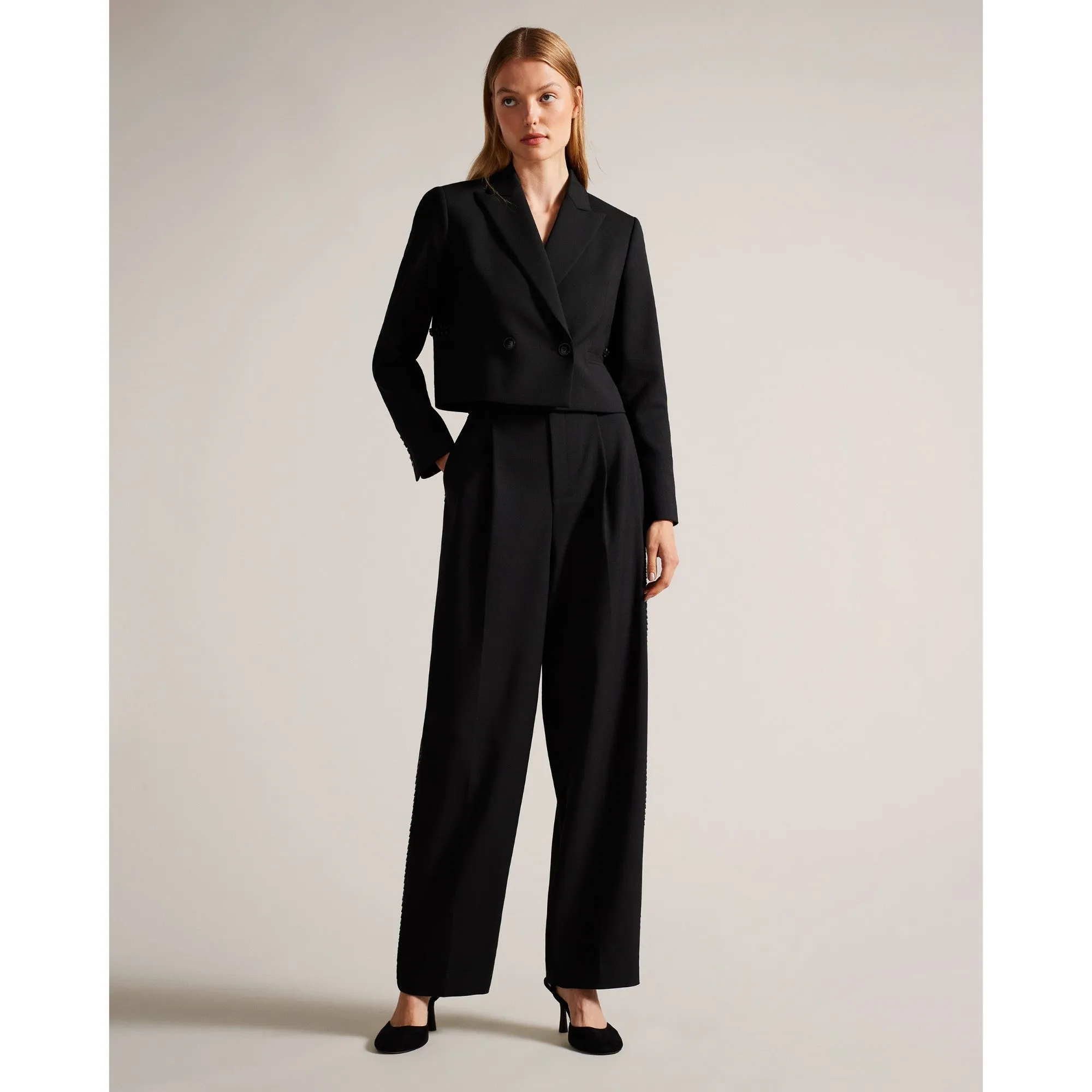 Women Wmj-Indiya-Cropped Evening Jacket With Leather Trim - Black