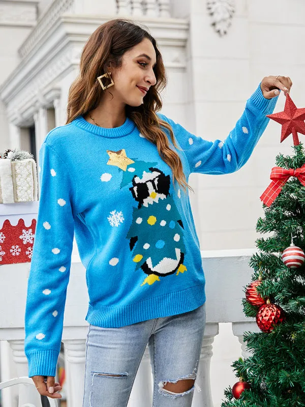 Women's Penguin Print Christmas Jumper