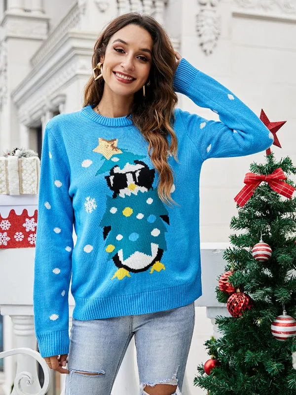 Women's Penguin Print Christmas Jumper