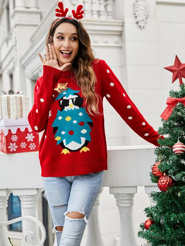 Women's Penguin Print Christmas Jumper