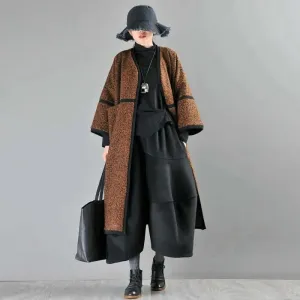 Women's Spring Brown Wool Midi Winter Coat