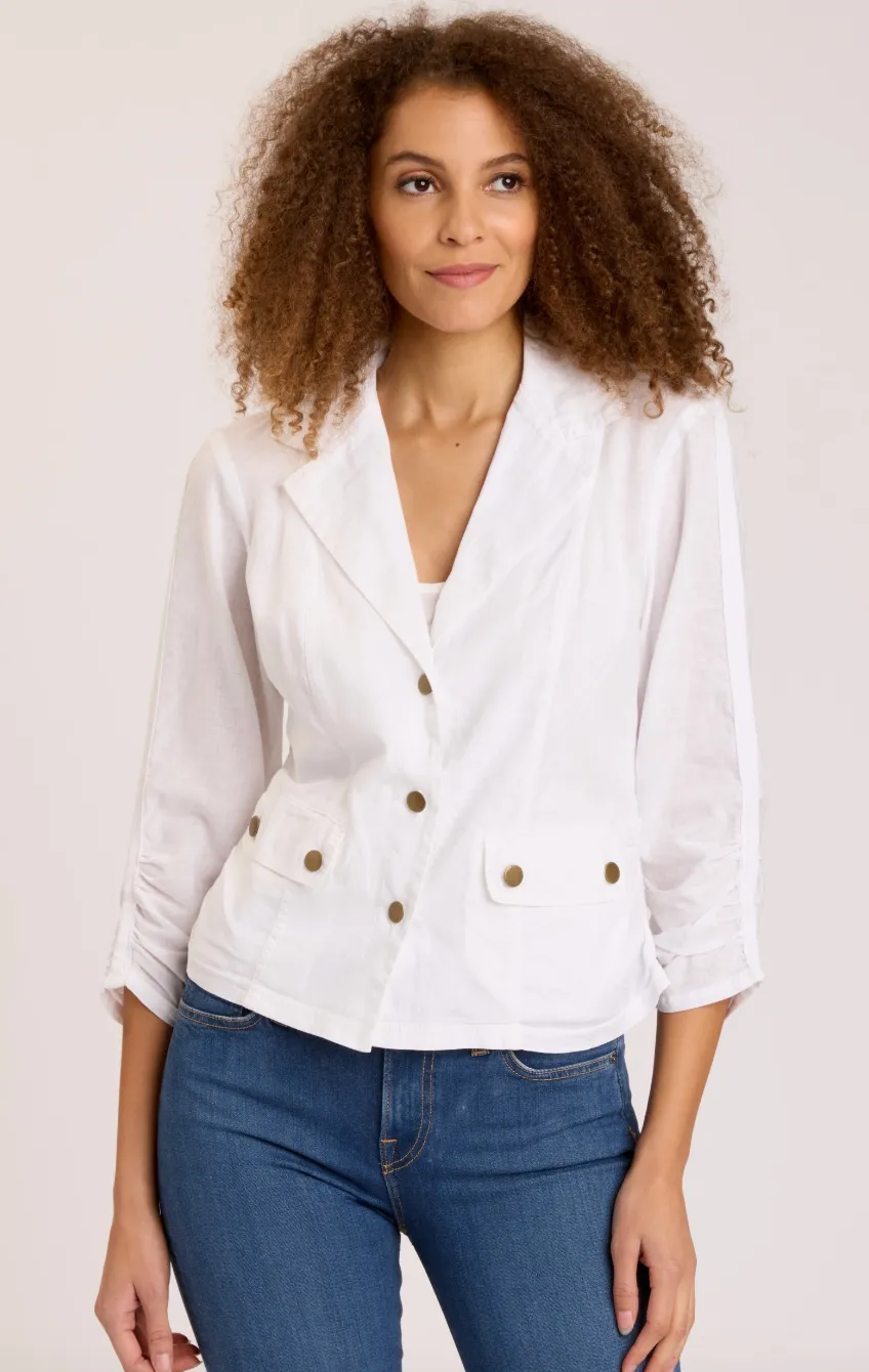 XCVI Linen Folksy Jacket-White