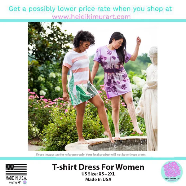 Yellow Zebra T-Shirt Dress, Zebra Animal Print Crew Neck Long Tee Shirt Dress - Made in USA