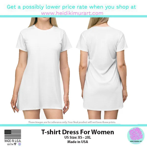 Yellow Zebra T-Shirt Dress, Zebra Animal Print Crew Neck Long Tee Shirt Dress - Made in USA